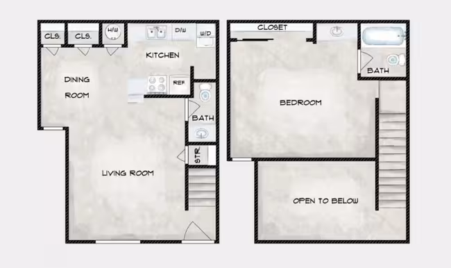 One Bedroom Loft/One Bath 212 floor plan